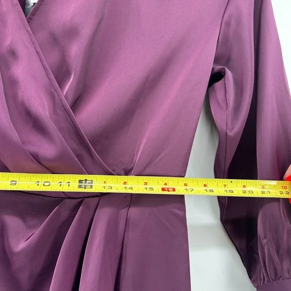 Banana Republic‎ Satin Collar Wrap Purple Midi Dress Size 14 NWT - Pinot Noir - Picture 12 of 15